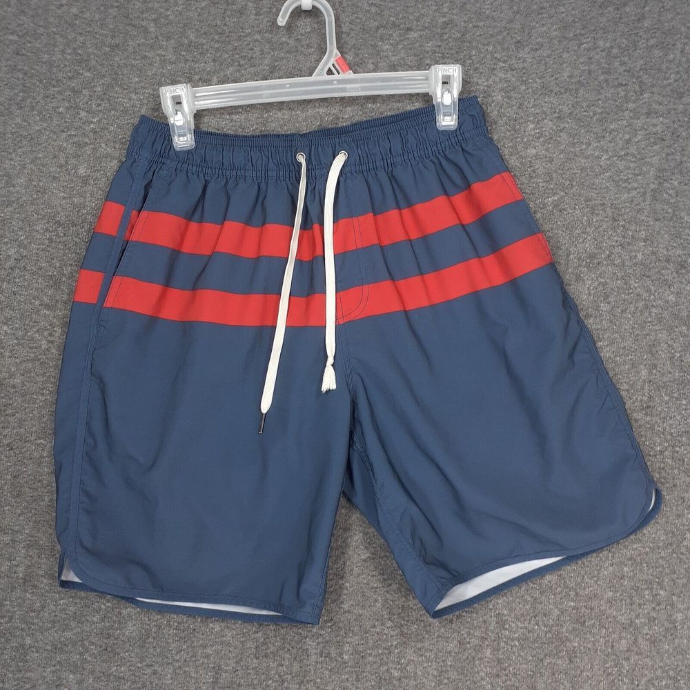 Fair Harbor Lined shorts Mens L Blue red white drawstring polyester spandex